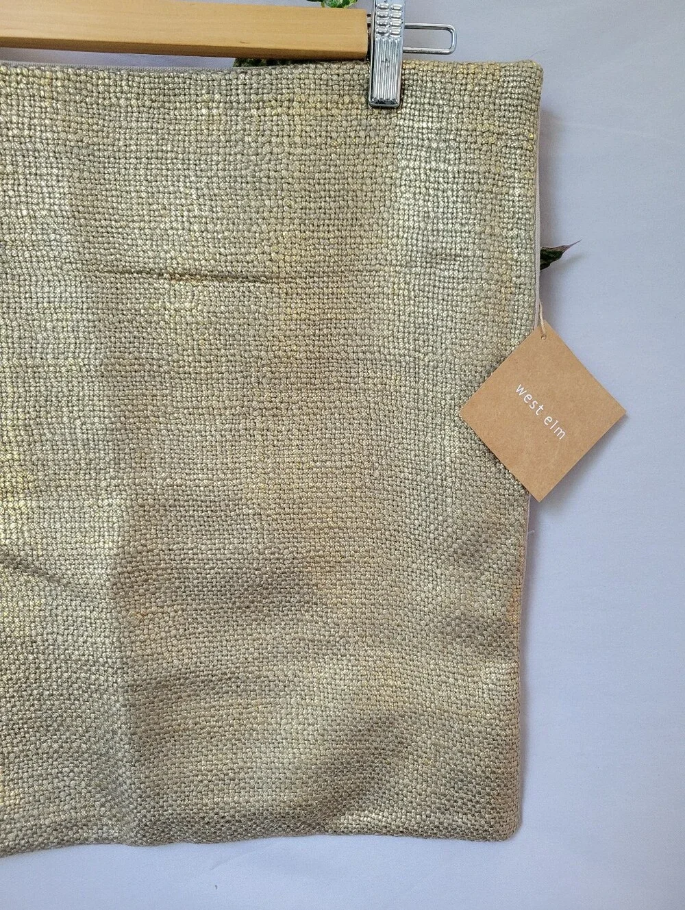 NEW West Elm Metallic Woven Gold Pillow Cover 18 x 18